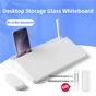 White Slanted Glass Memo Board & Desktop Organizer with 2 Markers & Residue-Free Eraser - Computer Keyboard V888-ELOSUNG49454