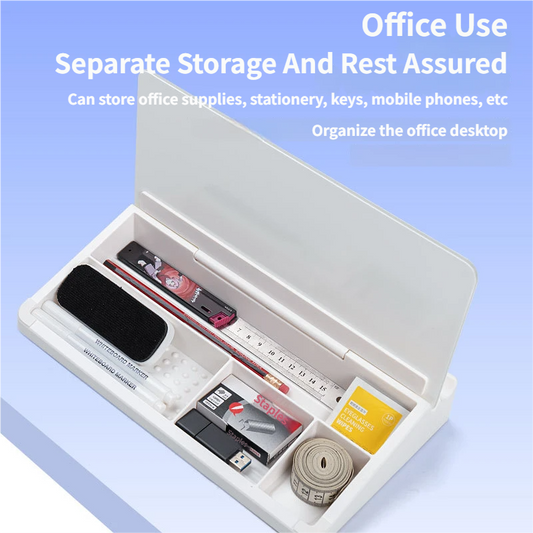 White Slanted Glass Memo Board & Desktop Organizer with 2 Markers & Residue-Free Eraser - Computer Keyboard V888-ELOSUNG49454
