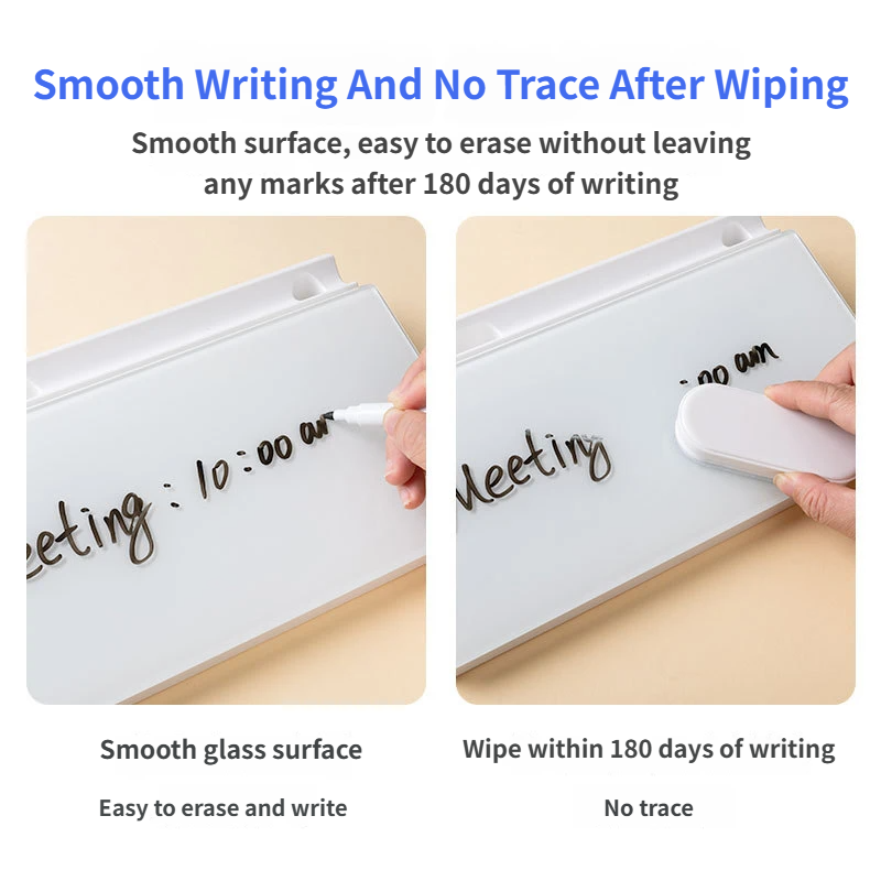 White Slanted Glass Memo Board & Desktop Organizer with 2 Markers & Residue-Free Eraser - Computer Keyboard V888-ELOSUNG49454