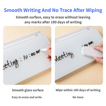 White Slanted Glass Memo Board & Desktop Organizer with 2 Markers & Residue-Free Eraser - Computer Keyboard V888-ELOSUNG49454