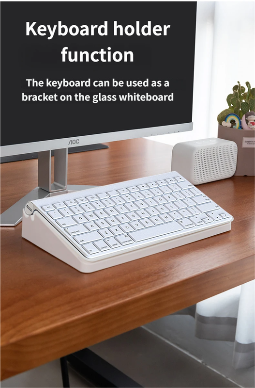 White Slanted Glass Memo Board & Desktop Organizer with 2 Markers & Residue-Free Eraser - Computer Keyboard V888-ELOSUNG49454