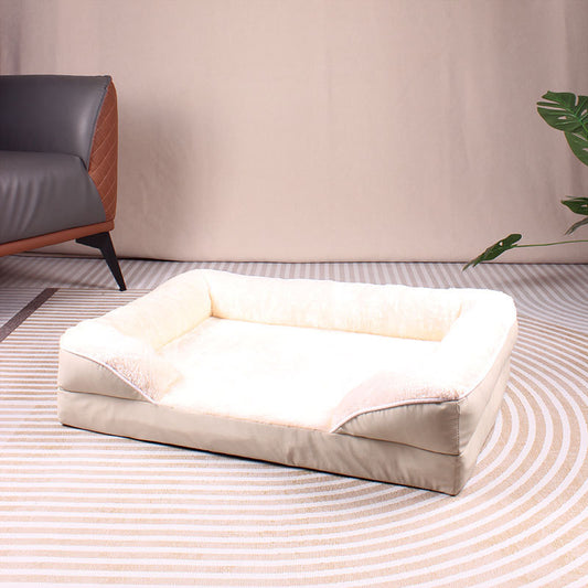 Beige Waterproof Egg-Crate Foam Therapeutic Pet Sofa Bed and Fleece Lounge (XL Size 110 x 82 x 17 CM) - Low V888-ELOSUNG49463