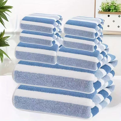 8-Piece Blue Luxury Coral Fleece Towel & Bath Sheet Set - Ultra-Soft High-Density Absorbent Towels Complete V888-ELOSUNG49485