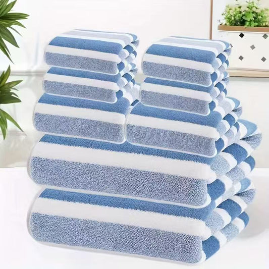 8-Piece Blue Luxury Coral Fleece Towel & Bath Sheet Set - Ultra-Soft High-Density Absorbent Towels Complete V888-ELOSUNG49485