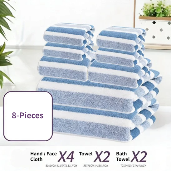 8-Piece Red Luxury Coral Fleece Towel & Bath Sheet Set - Ultra-Soft High-Density Absorbent Towels Complete V888-ELOSUNG49488
