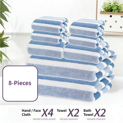 8-Piece Red Luxury Coral Fleece Towel & Bath Sheet Set - Ultra-Soft High-Density Absorbent Towels Complete V888-ELOSUNG49488