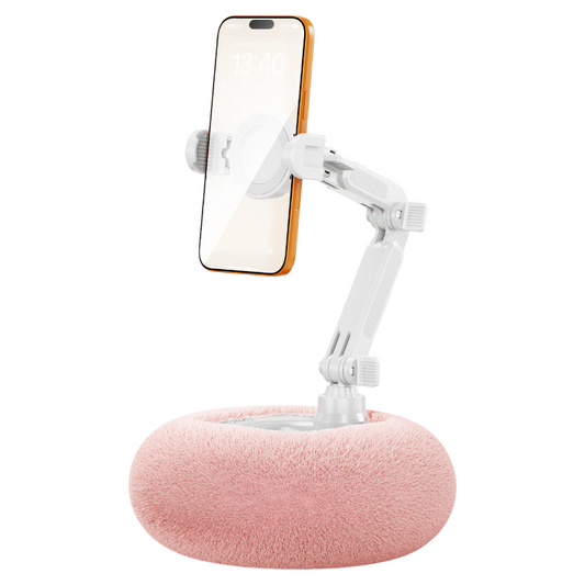 2-in-1 Pink Soft Plush Pillow Base & Phone Holder - 3-Axis 180 degrees Rotation, Height Adjustable and V888-ELOSUNG49494
