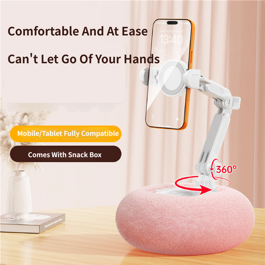 2-in-1 Pink Soft Plush Pillow Base & Phone Holder - 3-Axis 180 degrees Rotation, Height Adjustable and V888-ELOSUNG49494