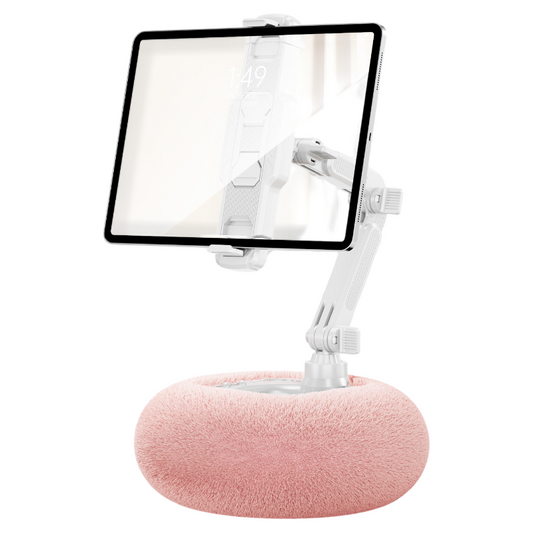 2-in-1 Pink Soft Plush Pillow Base & Tablet Holder - 3-Axis 180 degrees Rotation, Height Adjustable and V888-ELOSUNG49495