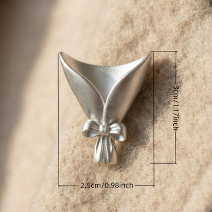 Handcrafted Bowknot Ikebana Brooch - Elegant Minimalist Wearable Art, Creative Gift for Mother V888-ELOSUNG49524