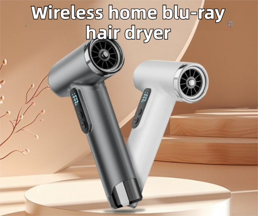 Grey Wireless Rechargeable Hot & Cold Hair Dryer - Lightweight Portable Blow Dryer with Blue Light Ion Care, V888-ELOSUNG49527