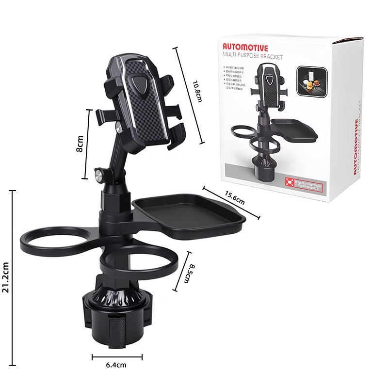 3-in-1 Car Rotating Dinner Tray & Double Cup Holder with Secure Phone Mount - Car Cup Slot Swivel Expander V888-ELOSUNG49537