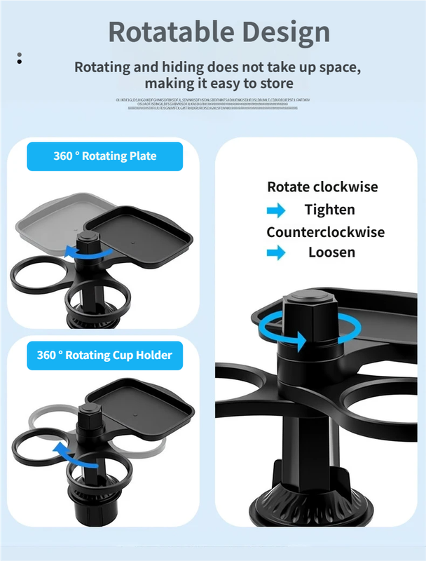 3-in-1 Car Rotating Dinner Tray & Double Cup Holder with Secure Phone Mount - Car Cup Slot Swivel Expander V888-ELOSUNG49537