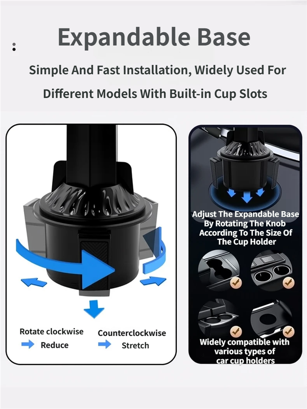 2-in-1 Car Rotating Dinner Tray & Double Cup Holder with Secure Phone Mount - Car Cup Slot Swivel Expander V888-ELOSUNG49538