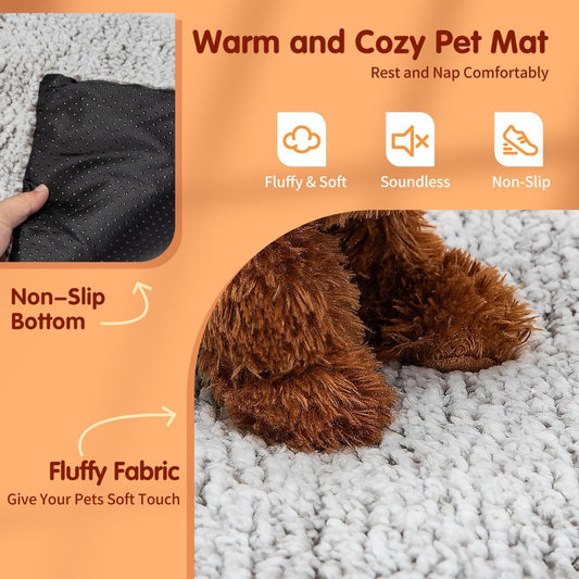 70 x 50 CM Self-Warming Thermal Pet Fluffy Mat with Machine Washable & Removable Zippered Cover - Waterproof V888-ELOSUNG49543