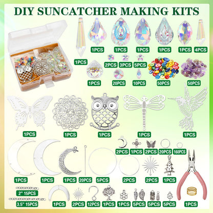 460PCS Suncatcher DIY Making Kit with Storage Box - Premium Crystal Prism Ornaments Craft Set for Home Decor V888-ELOSUNG49545
