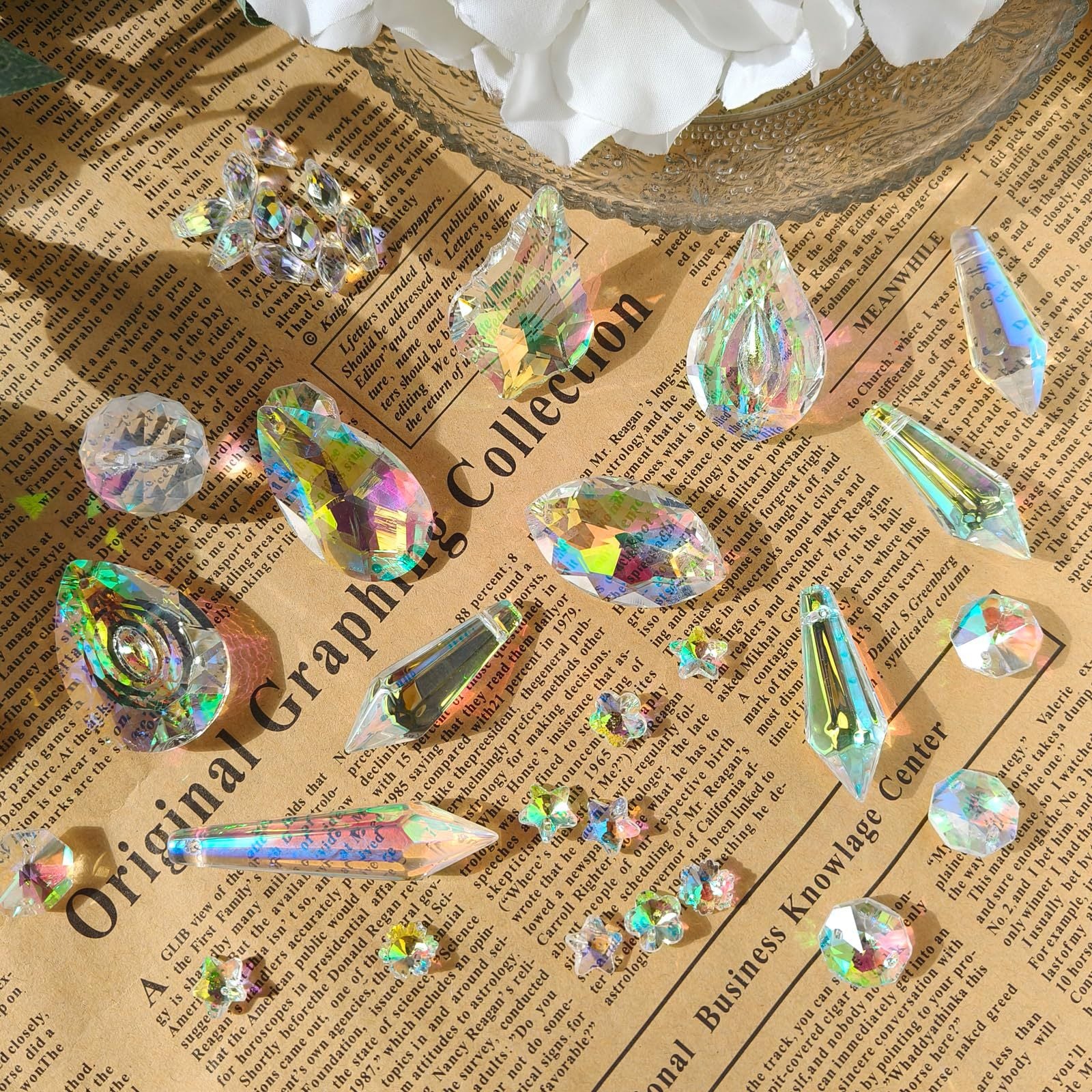 460PCS Suncatcher DIY Making Kit with Storage Box - Premium Crystal Prism Ornaments Craft Set for Home Decor V888-ELOSUNG49545