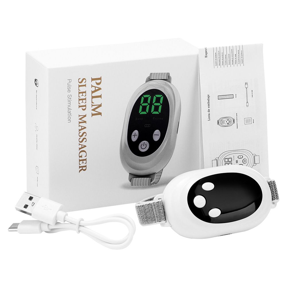 White Smart EMS Sleep Aid Device with Digital Display & 20 Intensity Levels - Wearable Dual Mode Physical V888-ELOSUNG49546