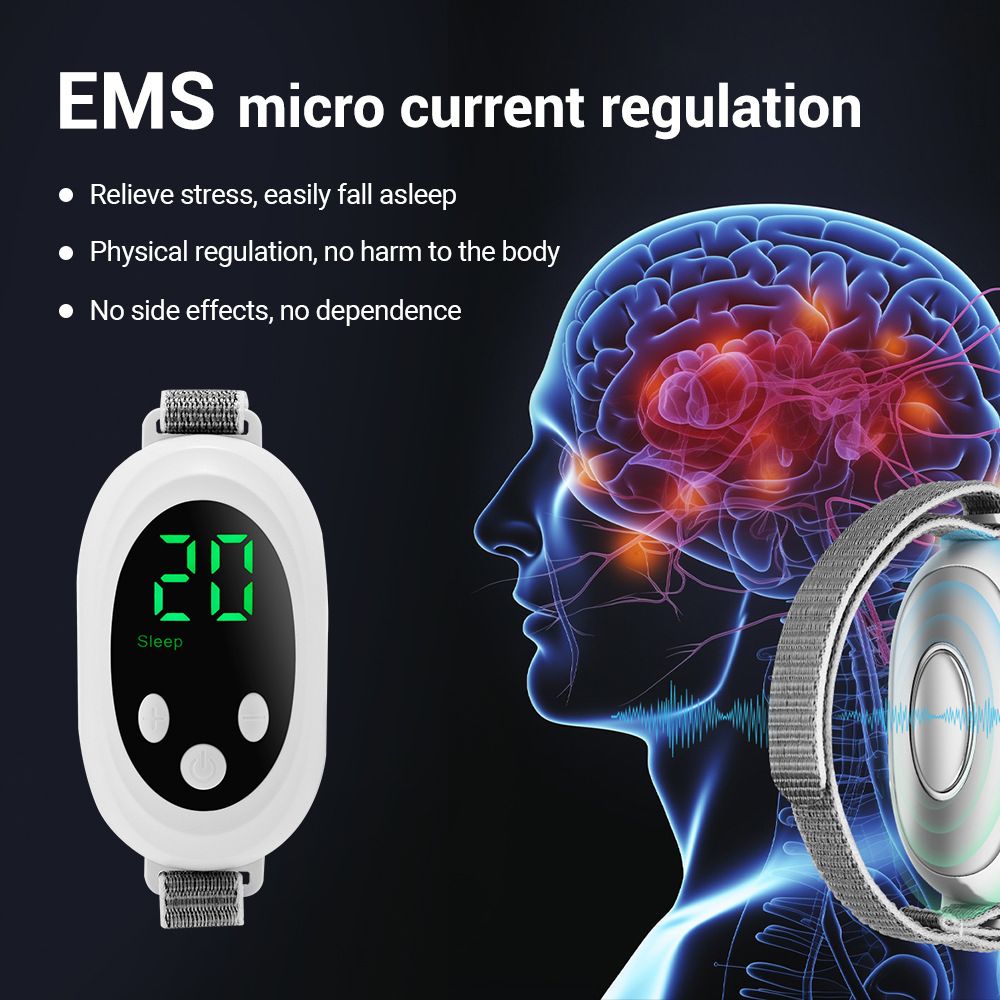 White Smart EMS Sleep Aid Device with Digital Display & 20 Intensity Levels - Wearable Dual Mode Physical V888-ELOSUNG49546