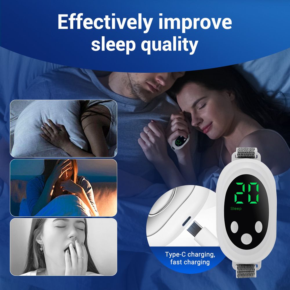 White Smart EMS Sleep Aid Device with Digital Display & 20 Intensity Levels - Wearable Dual Mode Physical V888-ELOSUNG49546