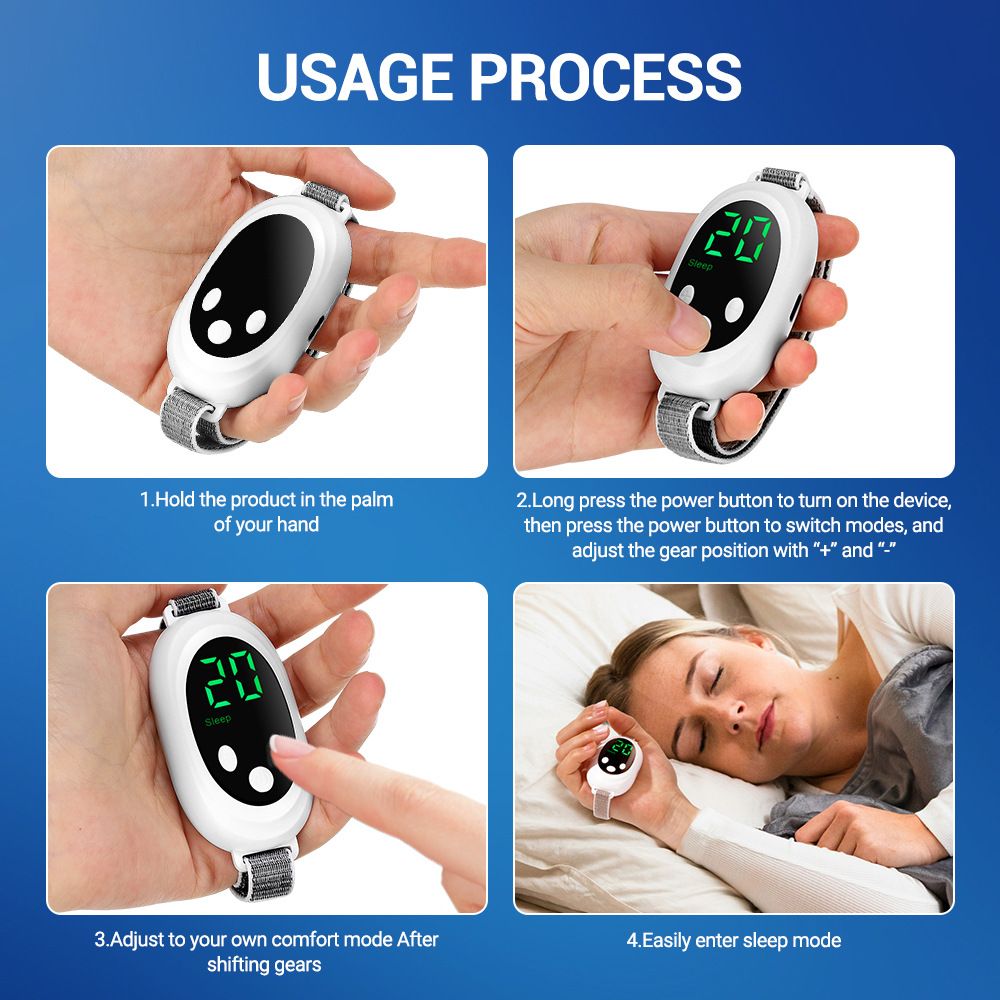 White Smart EMS Sleep Aid Device with Digital Display & 20 Intensity Levels - Wearable Dual Mode Physical V888-ELOSUNG49546