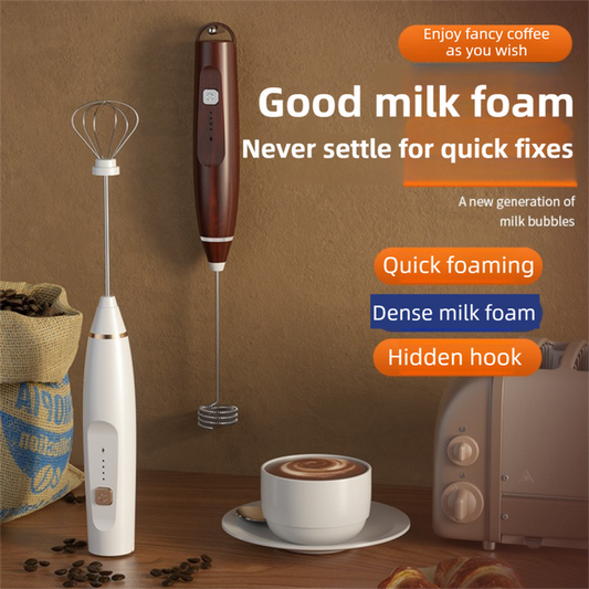 Black Wireless 3-Speed Milk Frother & Egg Whisk with Dual Mixing Heads & Hidden Hook - Handheld USB V888-ELOSUNG49549