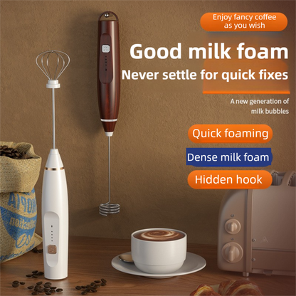 Blue Wireless 3-Speed Milk Frother & Egg Whisk with Dual Mixing Heads & Hidden Hook - Handheld USB V888-ELOSUNG49551