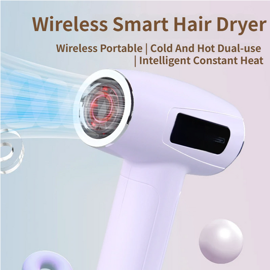 Beige Cordless Ionic Constant Heated Hair Dryer with LCD Display & 9 Wind Speeds - USB Rechargeable Hair Care V888-ELOSUNG49560