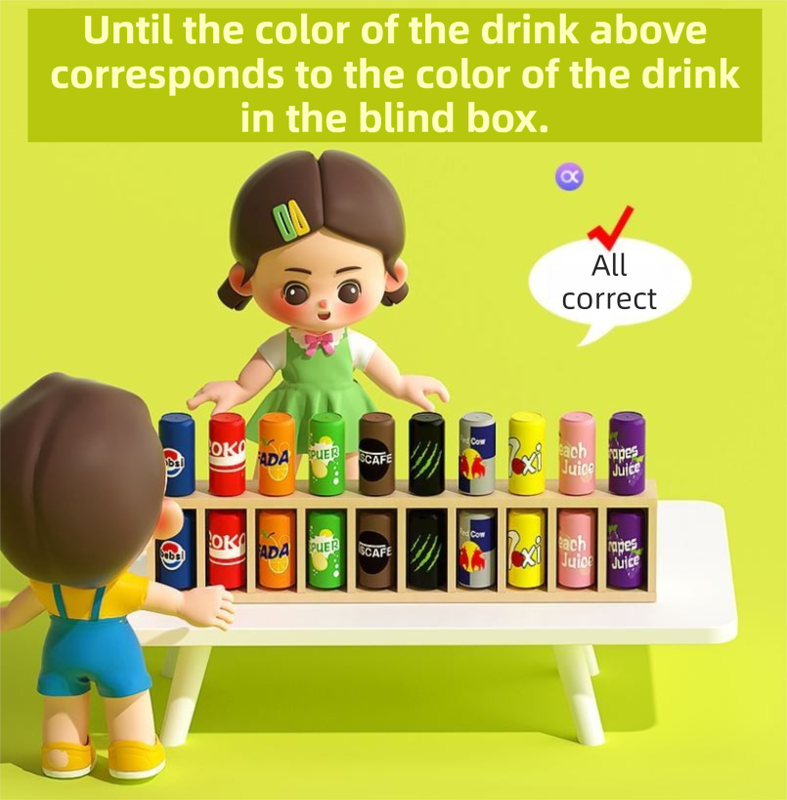 Interactive Beverage Matching Board Game with 20 Colorful Mini Bottles - Color Pairing Memory Challenge V888-ELOSUNG49566