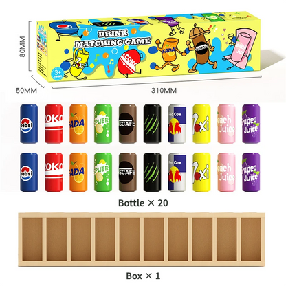 Interactive Beverage Matching Board Game with 20 Colorful Mini Bottles - Color Pairing Memory Challenge V888-ELOSUNG49566