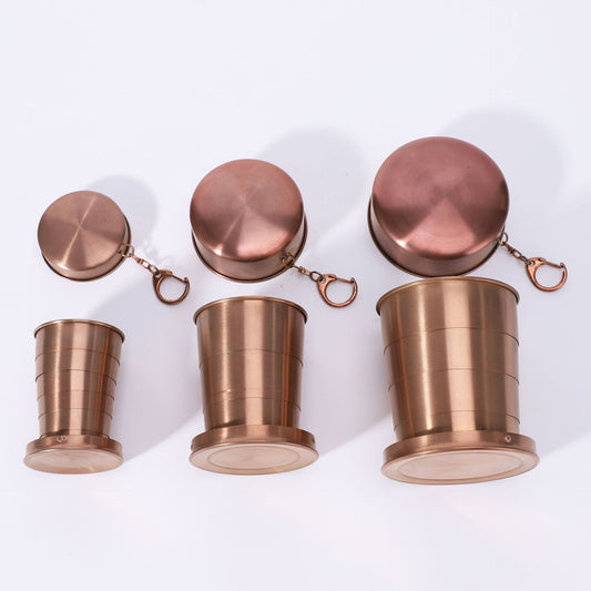 3-Capacity Bronze Stainless Steel Collapsible Travel Cup Set(75ml + 150ml + 250ml) - Compact Telescopic V888-ELOSUNG49569