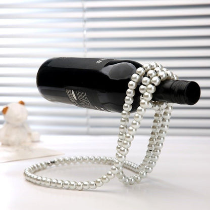 White Luxury Pearl Floating Wine Rack - Creative Gravity-Defying Wine Bottle Holder, Minimalist Entryway V888-ELOSUNG49573
