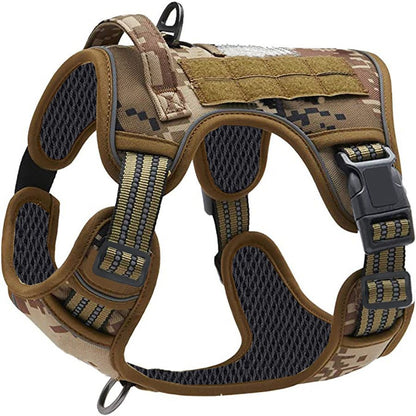 Camouflage Professional Adjustable Tactical Dog Mesh Harness - Reflective No-Pull Pet Vest with Control V888-ELOSUNG49582