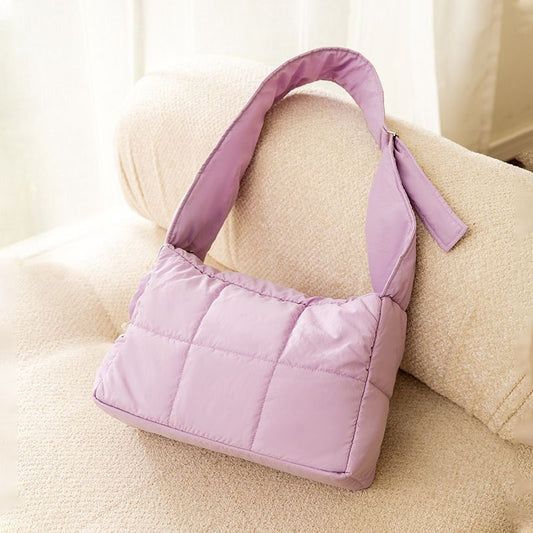 Purple Foldable Insulated Quilted Pet Shoulder Bag with Adjustable Peep Hole & Safety Buckle - Thickened Warm V888-ELOSUNG49594