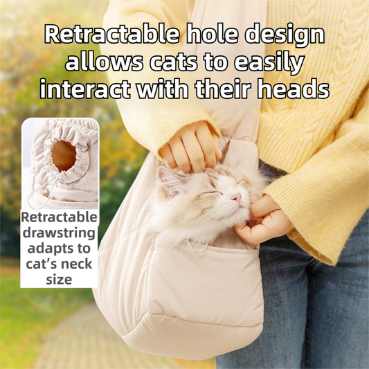 Purple Foldable Insulated Quilted Pet Shoulder Bag with Adjustable Peep Hole & Safety Buckle - Thickened Warm V888-ELOSUNG49594