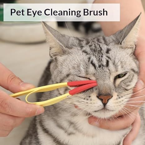 4-Pack Blue Pet Eye Cleaning Brushes with Precisice Tweezer - Silicone Soft-Tip Tear Stain & Eye Crust V888-ELOSUNG49596