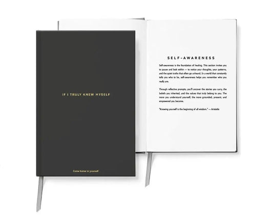 Black If I Truly Knew Myself Guided Self-Discovery Journal - Hardcover Deep Self-Reflective Diary Mindfulness V888-ELOSUNG49608
