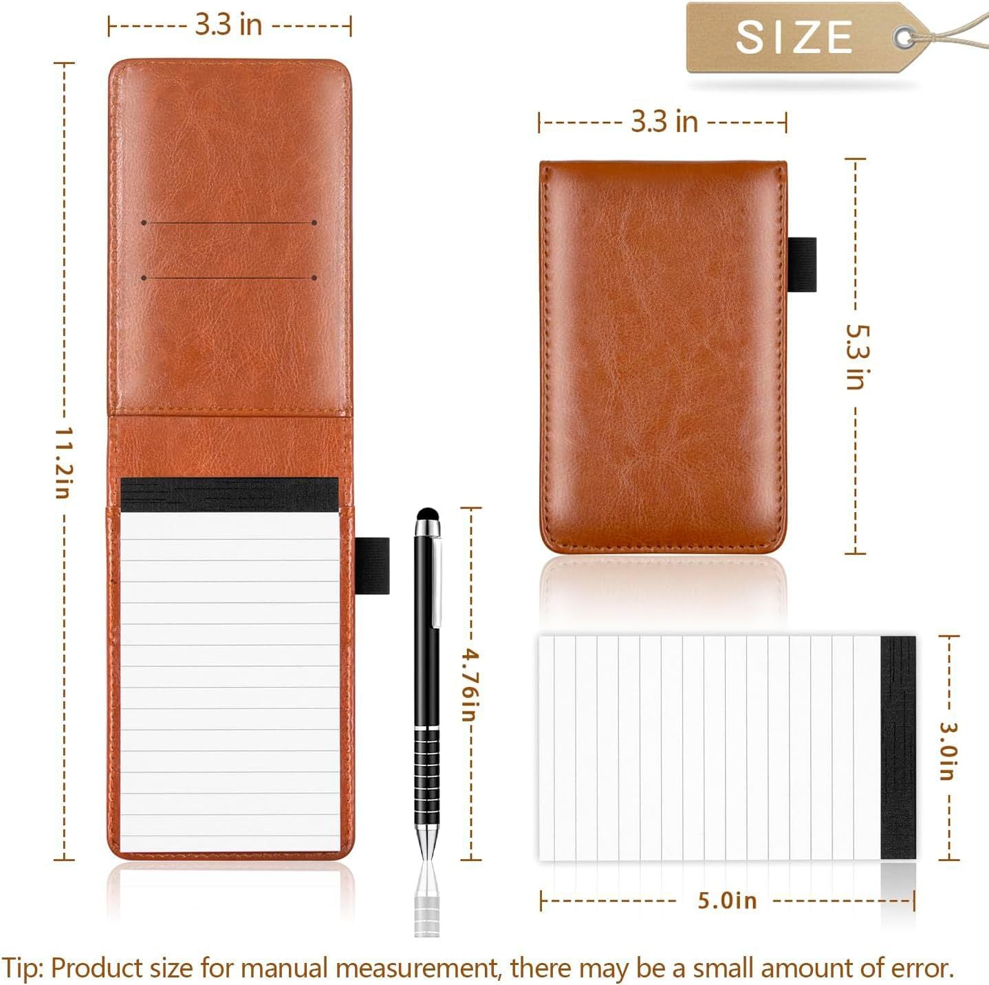 7-Piece Blue Business A7 Pocket Notebook Set - Premium PU Leather Memo Pad, 5 Memo Replacement Refills & V888-ELOSUNG49612
