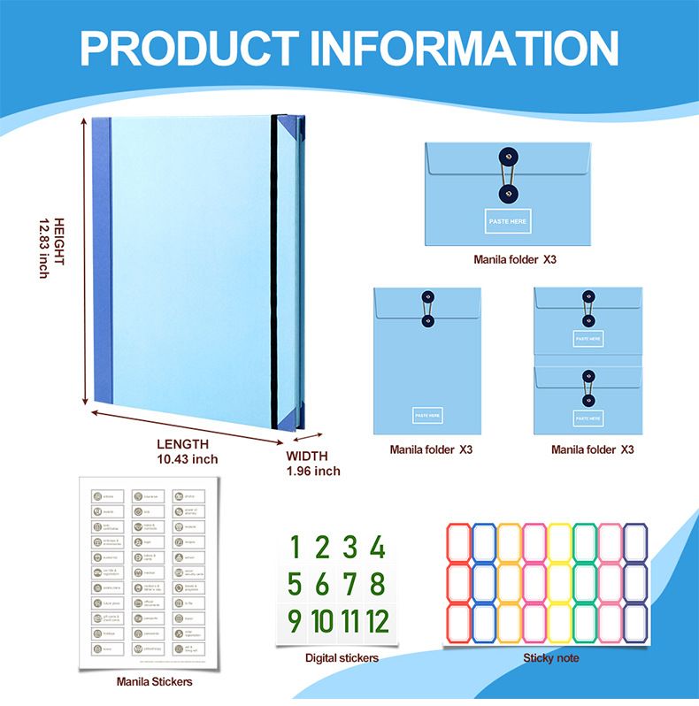 In Case I Go Missing Blue High-Capacity Emergency Information Binder - Heavy Duty Expanding File Organizer V888-ELOSUNG49621