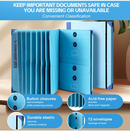 In Case I Go Missing Khaki High-Capacity Emergency Information Binder - Heavy Duty Expanding File Organizer V888-ELOSUNG49622