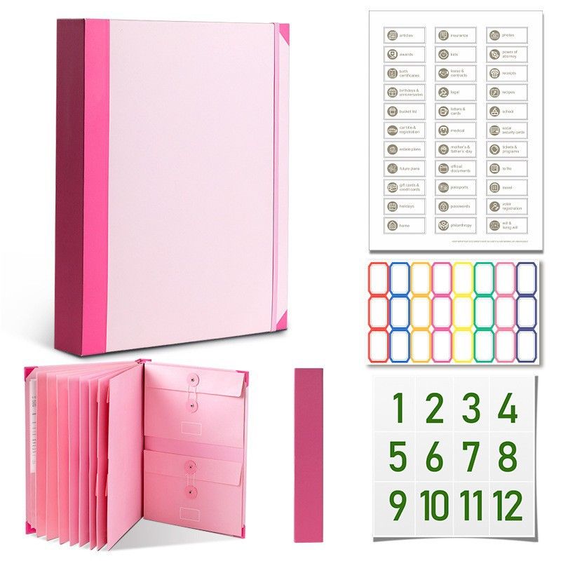 In Case I Go Missing Pink High-Capacity Emergency Information Binder - Heavy Duty Expanding File Organizer V888-ELOSUNG49623