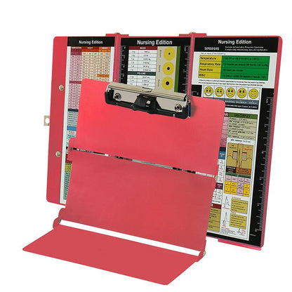 Pink Waterproof Aluminum Tri-Fold Nursing Clipboard with Pen Slot - Lightweight Pocket-Sized A4 Document V888-ELOSUNG49648