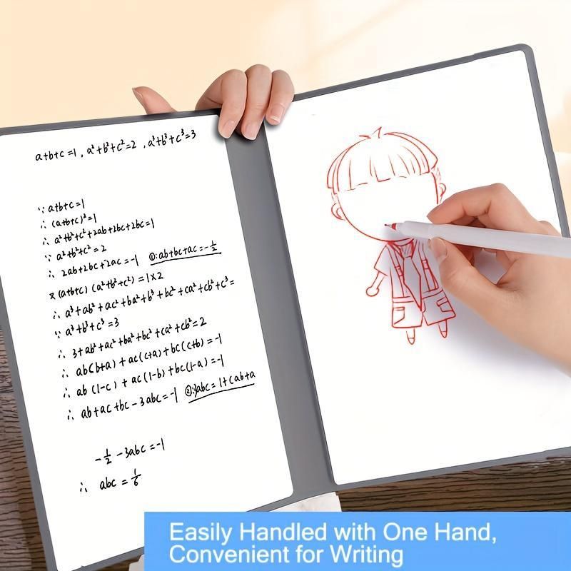 Dark Blue A4 PU Leather Whiteboard Notebook with 3-Color Pens, Eraser & Cloth - Reusable Eco-Friendly Desktop V888-ELOSUNG49654