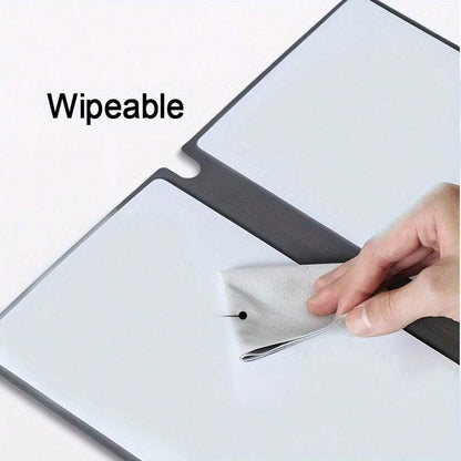 Blue A4 PU Leather Whiteboard Notebook with 3-Color Pens, Eraser & Cloth - Reusable Eco-Friendly Desktop Memo V888-ELOSUNG49655