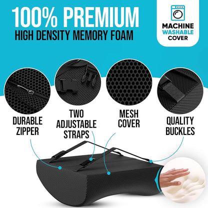 Ergonomic Memory Foam Seat Cushion & Lumbar Support Set - Breathable Mesh Orthopedic Relief Combo for Office V888-ELOSUNG49656