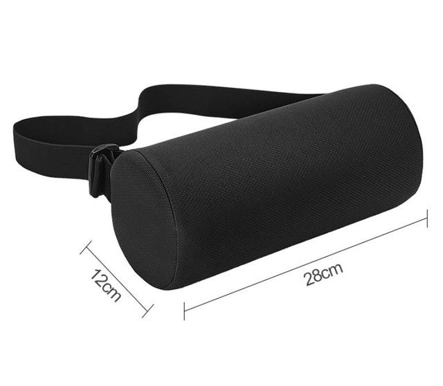 Black Portable McKenzie Method Ergonomic Lumbar Support Roll - Adjustable Memory Foam Cylinder Pillow with V888-ELOSUNG49658