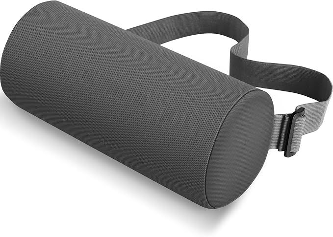Grey Portable McKenzie Method Ergonomic Lumbar Support Roll - Adjustable Memory Foam Cylinder Pillow with V888-ELOSUNG49660