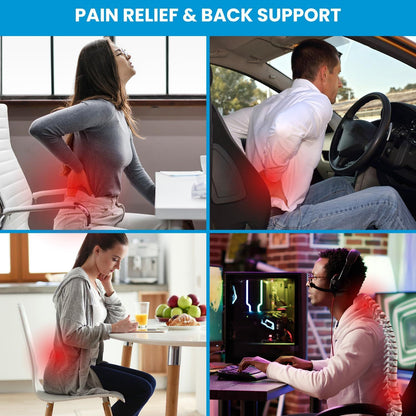 Black Large Ergonomic Memory Foam Lumbar Support Pillow & S Curve High-Back Cusion with Buckle Strap & V888-ELOSUNG49661