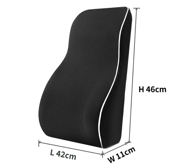Black Large Ergonomic Memory Foam Lumbar Support Pillow & S Curve High-Back Cusion with Buckle Strap & V888-ELOSUNG49661