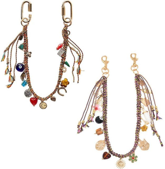 #3541 + #3546 Bohemian Vintage Ceramic Keychain Bag Charm - Multi-Layered Handcrafted Lucky Ethnic Bag V888-ELOSUNG49662